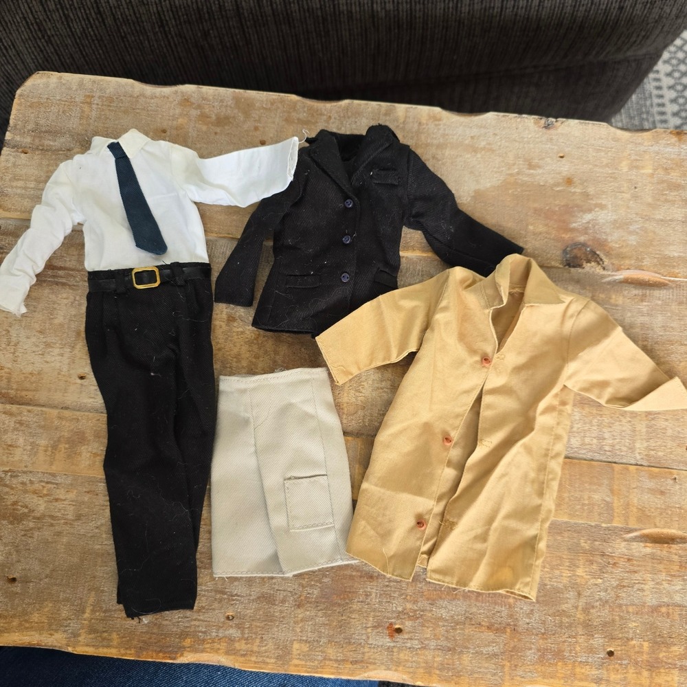Vintage Barbie Ken Doll Clothes Lot Suit Blazer Trench Coat Pants Skirt 5pc